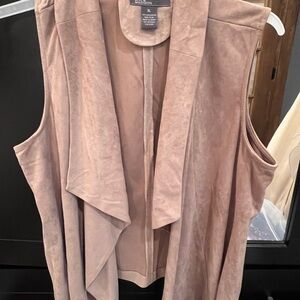 Ava & Viv Faux Suede Sleeveless Drape Vest - Mauve Pink